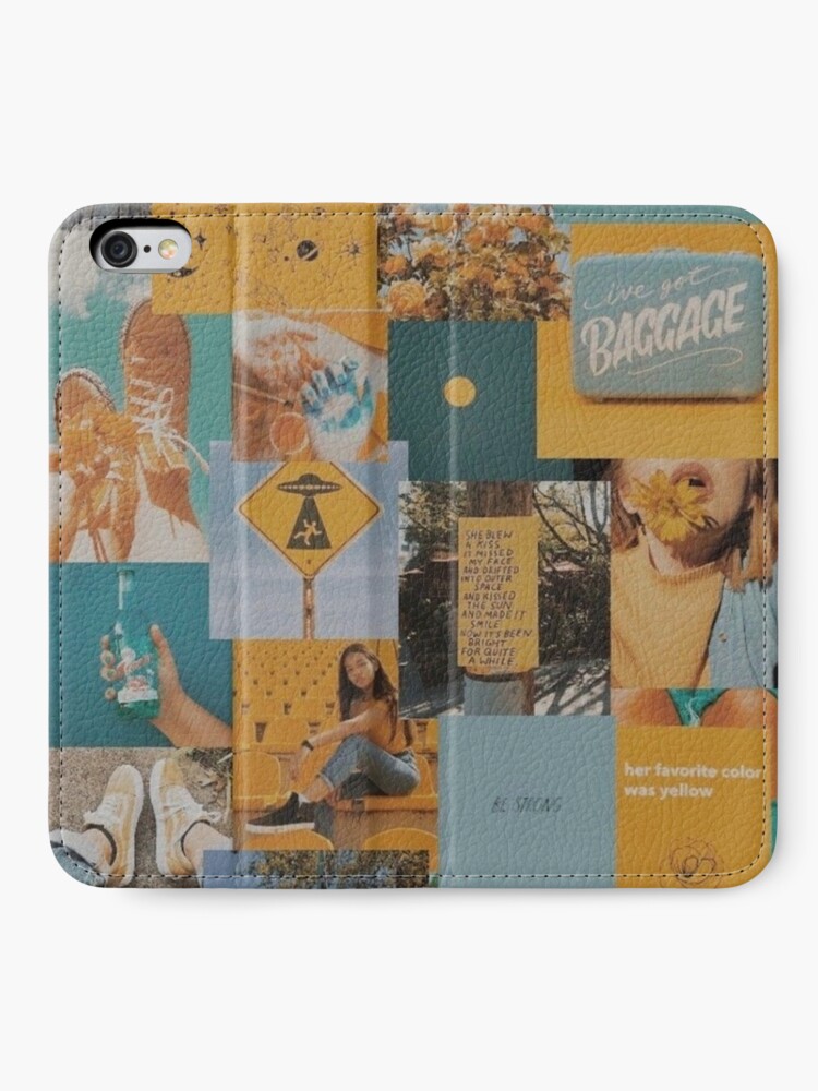 Faded Blue And Yellow Aesthetic Collage Instagram Mood Board Theme Wallpaper Iphone Wallet By Jeonqz Redbubble