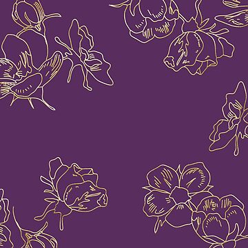 Gold Flowers Purple Background Art Board Print by TopMask