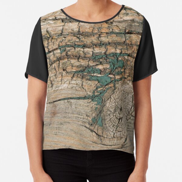Rustic Wood Ages Gracefully - Beautiful Weathered Wooden Plank - knotty wood weathered turquoise paint Chiffon Top