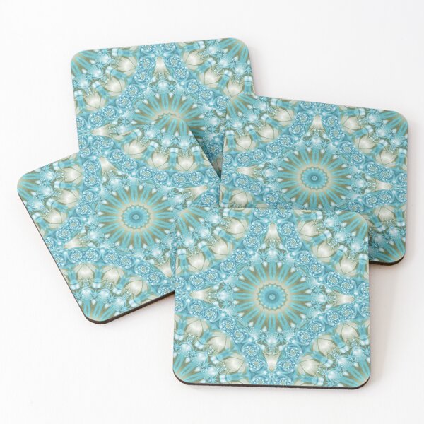 Item preview, Turquoise and Gold Mandala Tile designed and sold by Kelly Dietrich Mandala & Fractal Art.