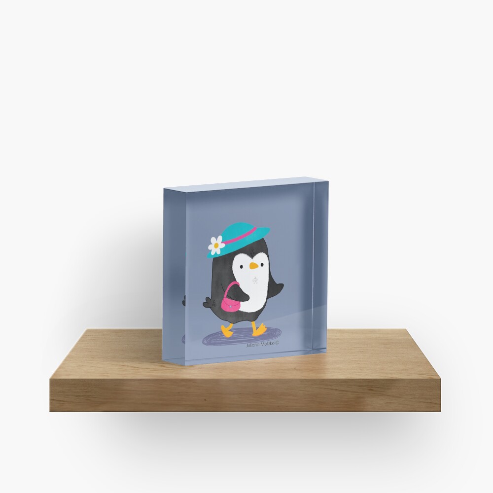 Daisy Penguin with purse and hat Acrylic Block