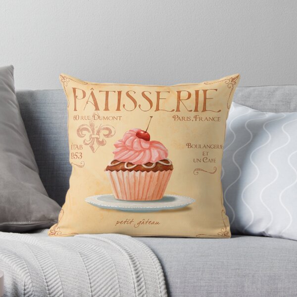 French Pastry Patisserie Vintage Look Throw Pillow By Fionastokes Redbubble