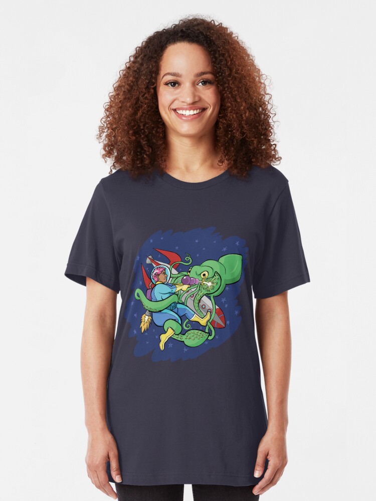 Alternate view of Sincerity vs. the Space Squid (textless version) Slim Fit T-Shirt