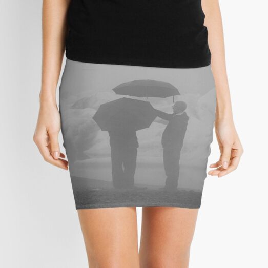 B & W Rainy Day Graphic Mini Skirt