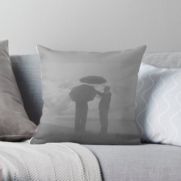 B & W Rainy Day Graphic Throw Pillow