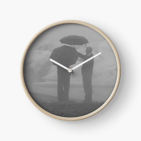 B & W Rainy Day Graphic Clock
