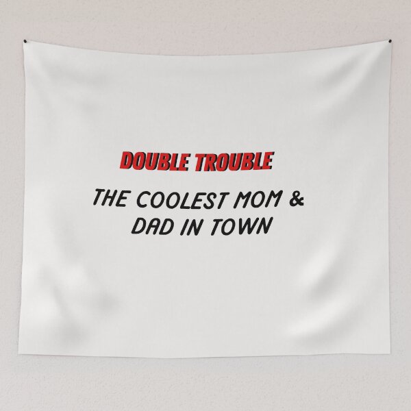 Item preview, Double Trouble The Coolest Mom And Dad In Town Cute - Family Gift - Funny Shirt | Mens Womens Unisex Shirt Soft Top designed and sold by RETROACTIVE SHOP.