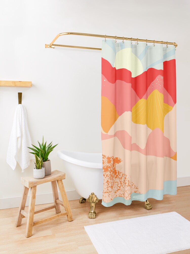 Alternate view of sunrise mountains Shower Curtain