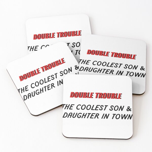 Item preview, Double Trouble The Coolest Son And Daughter In Town Cute - Family Gift - Funny Shirt | Mens Womens Unisex Shirt Soft Top designed and sold by RETROACTIVE SHOP.