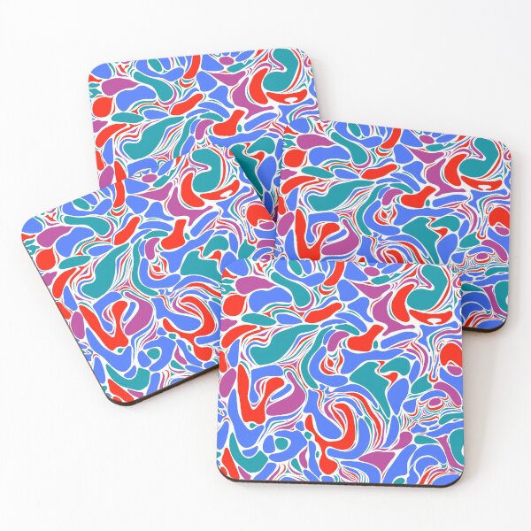 Aperçu de l'œuvre Motif marbré bleu, rouge et bleu sarcelle créée et vendue par yougalore.