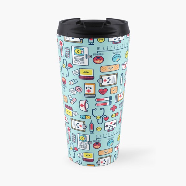 Proud To Be a Nurse / Surface Pattern Design / Blue Travel Mug