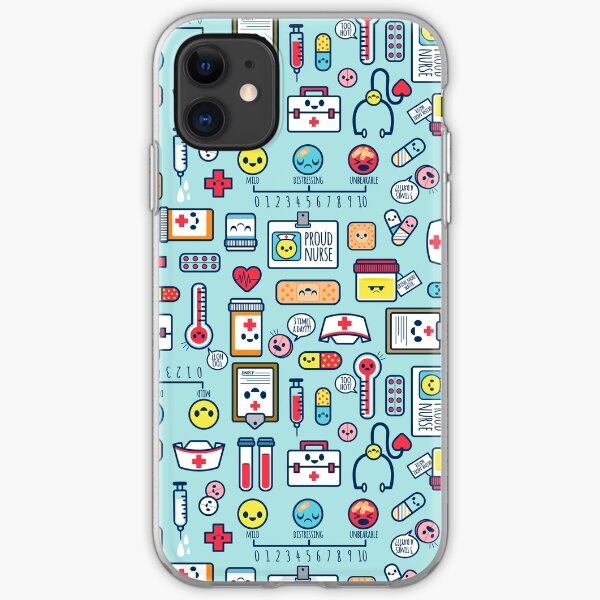 Proud To Be a Nurse / Surface Pattern Design / Blue iPhone Soft Case