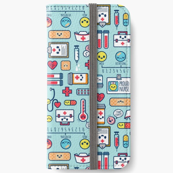 Proud To Be a Nurse / Surface Pattern Design / Blue iPhone Wallet