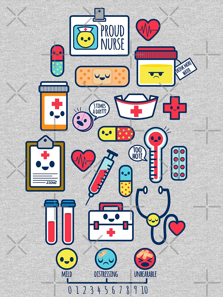 Thumbnail 7 of 7, Classic T-Shirt, Proud To Be a Nurse / Surface Pattern Design / Blue designed and sold by jsongdesign.