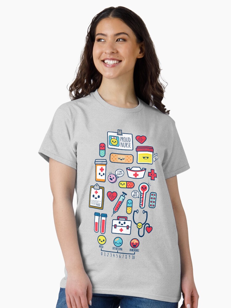 Thumbnail 2 of 7, Classic T-Shirt, Proud To Be a Nurse / Surface Pattern Design / Blue designed and sold by jsongdesign.