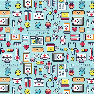 Artwork thumbnail, Proud To Be a Nurse / Surface Pattern Design / Blue by jsongdesign