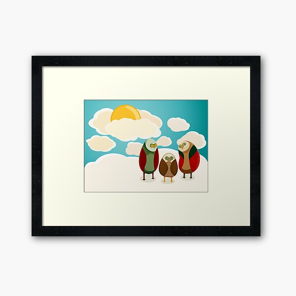 Owls in the sky Framed Art Print