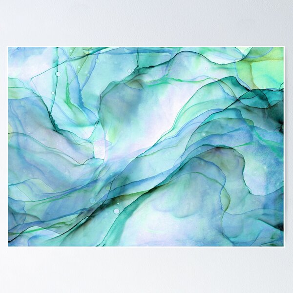 Item preview, Aquamarine Blue Ink Painting designed and sold by Olga Shvartsur.