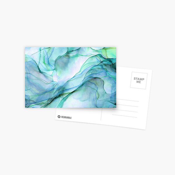 Item preview, Aquamarine Blue Ink Painting designed and sold by Olga Shvartsur.