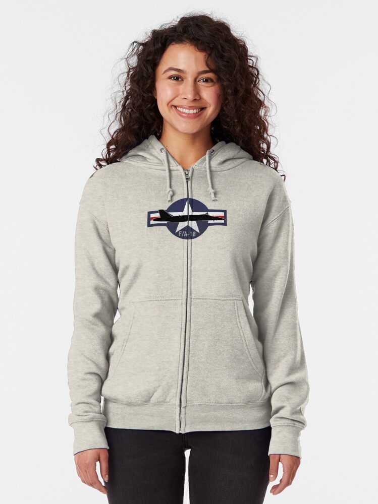 Alternate view of F/A-18 Super Hornet Military Fighter Jet Aircraft Zipped Hoodie