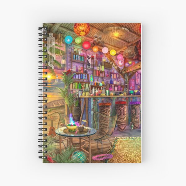 Tiki Beach Sunset Spiral Notebook