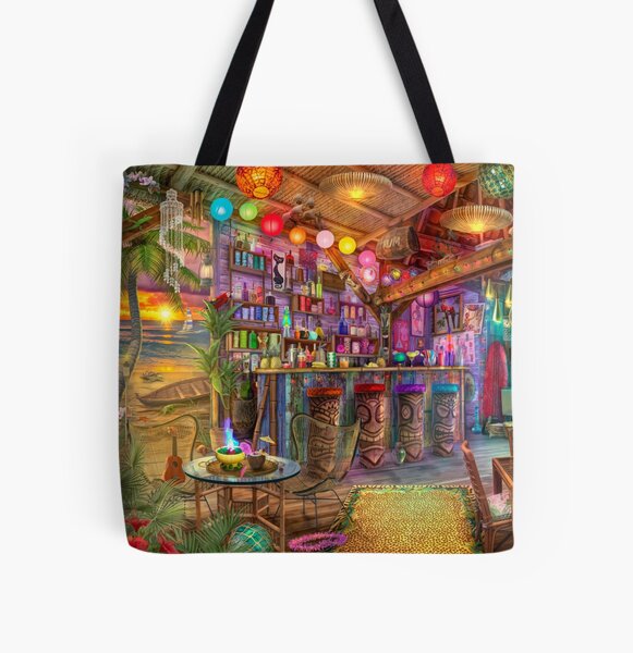 Tiki Beach Sunset All Over Print Tote Bag