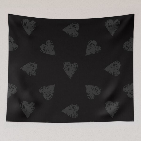 Item preview, Handdrawn Hearts Black on Black designed and sold by schteffdesign.