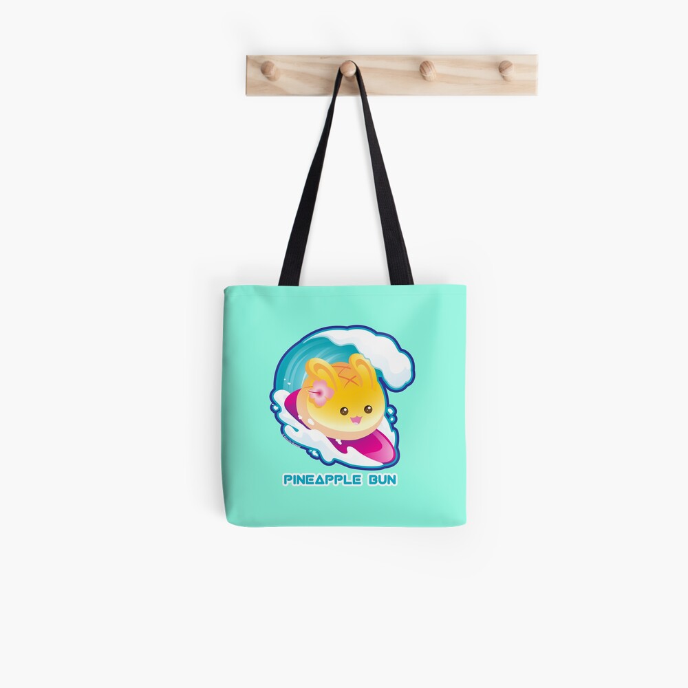 Punny Buns: Cute Surfing Pineapple Bunny Pun Tote Bag