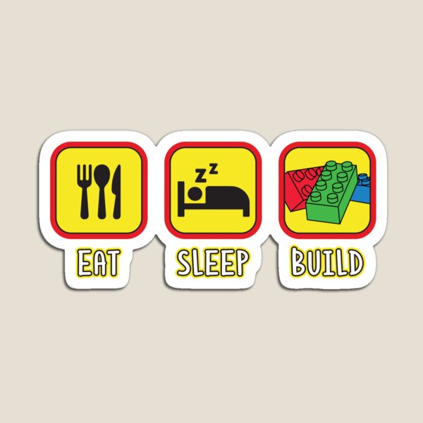 Aperçu de l'œuvre Eat Sleep Build Toy Bricks Lover Blocks créée et vendue par JustLivinLife.
