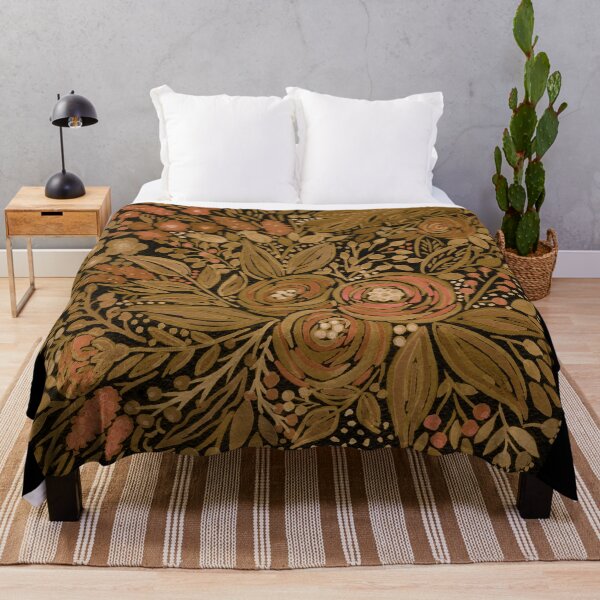Item preview, Watercolor .Black brown floral pattern .  designed and sold by fuzzyfox.