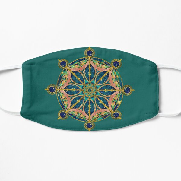 Dharma Wheel - Dharmachakra Gemstone & Gold Flat Mask