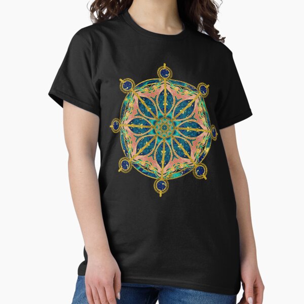 Item preview, Dharma Wheel - Dharmachakra Gemstone & Gold designed and sold by k9printart.