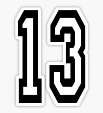 13, TEAM SPORTS, NUMBER 13, THIRTEEN, THIRTEENTH, ONE, THREE, Competition, Unlucky, Luck Sticker