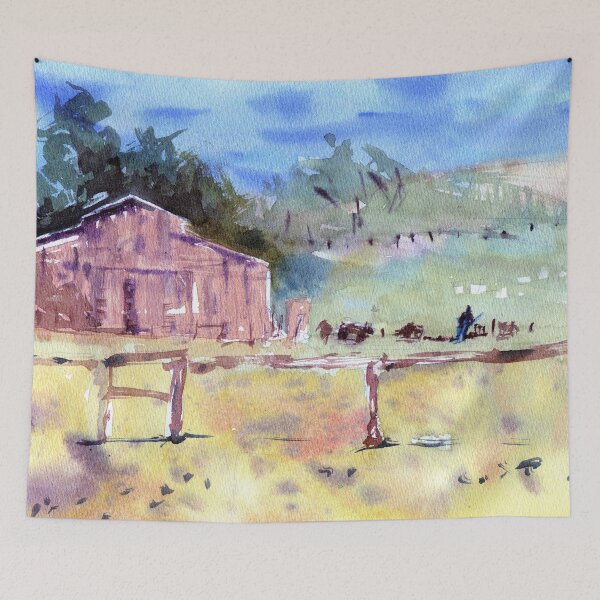 Item preview, Farm watercolour painting designed and sold by darrenyeoart.