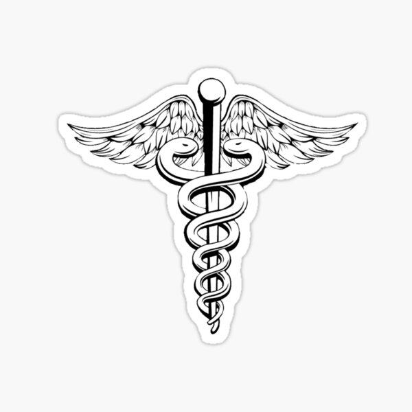 Caduceus Medical Symbol with Snakes and Wings Vinyl Decal Sticker (4