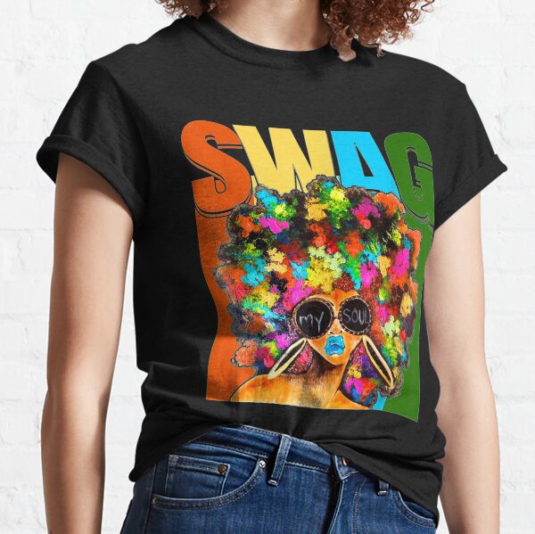 Vintage Retro Swag Melanin Black Afro Queen Woman Gift Classic T-Shirt