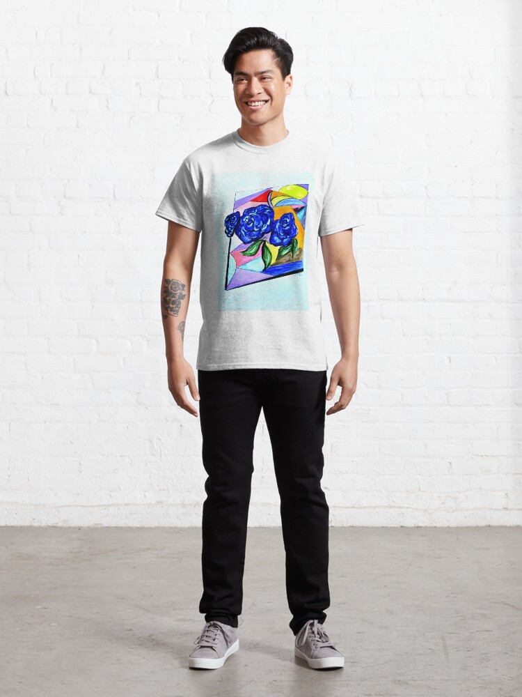 Alternate view of Whimsical Blue Roses Trans BG Classic T-Shirt