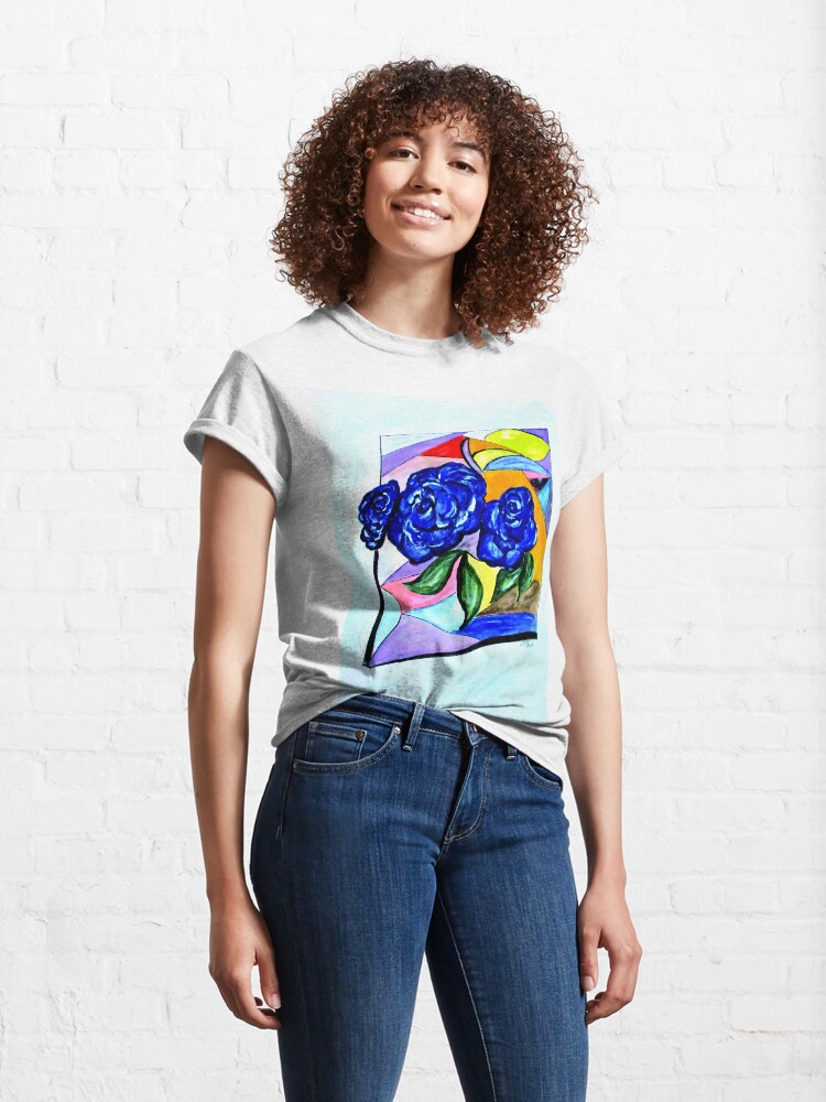Alternate view of Whimsical Blue Roses Trans BG Classic T-Shirt