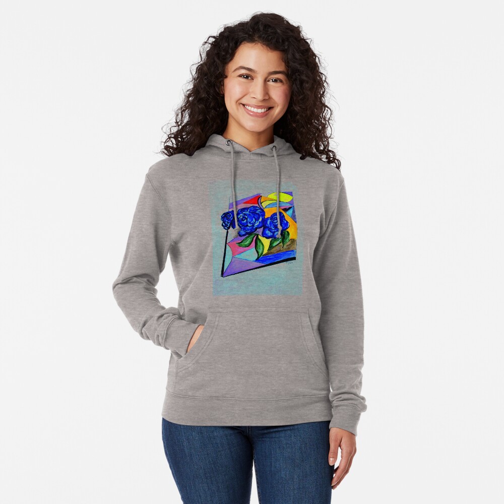 Whimsical Blue Roses Trans BG Lightweight Hoodie