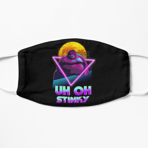 Uh Oh Stinky Poop Le Monke 80s Vaporwave Outrun Style  Flat Mask