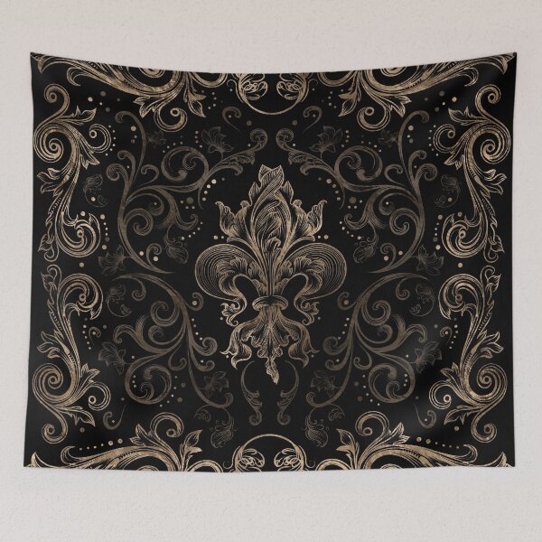 Item preview, Fleur-de-lis ornament Black and Gold designed and sold by k9printart.