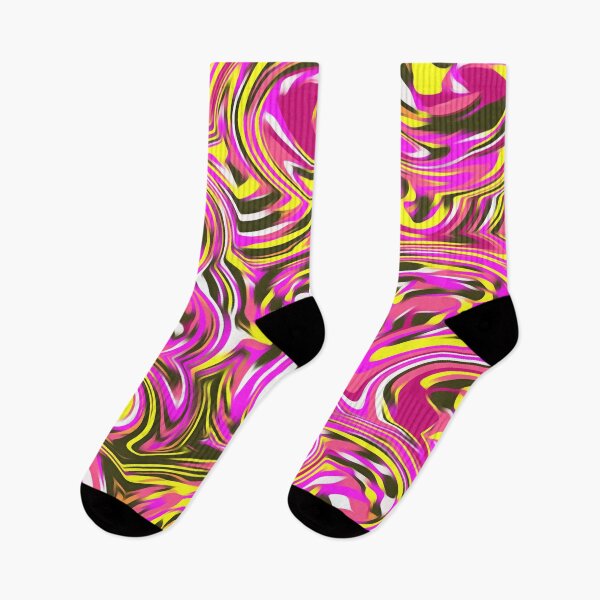 Item preview, spiral line drawing abstract pattern in pink yellow black designed and sold by Mrvell.