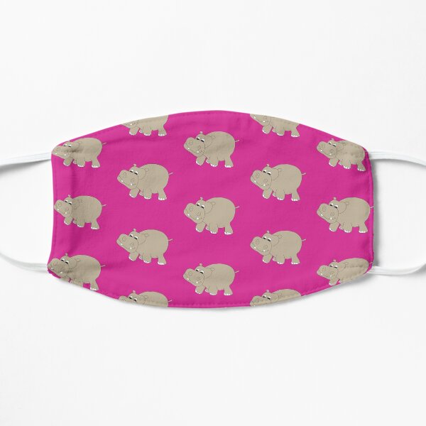 Hippopotamus on Pink Flat Mask