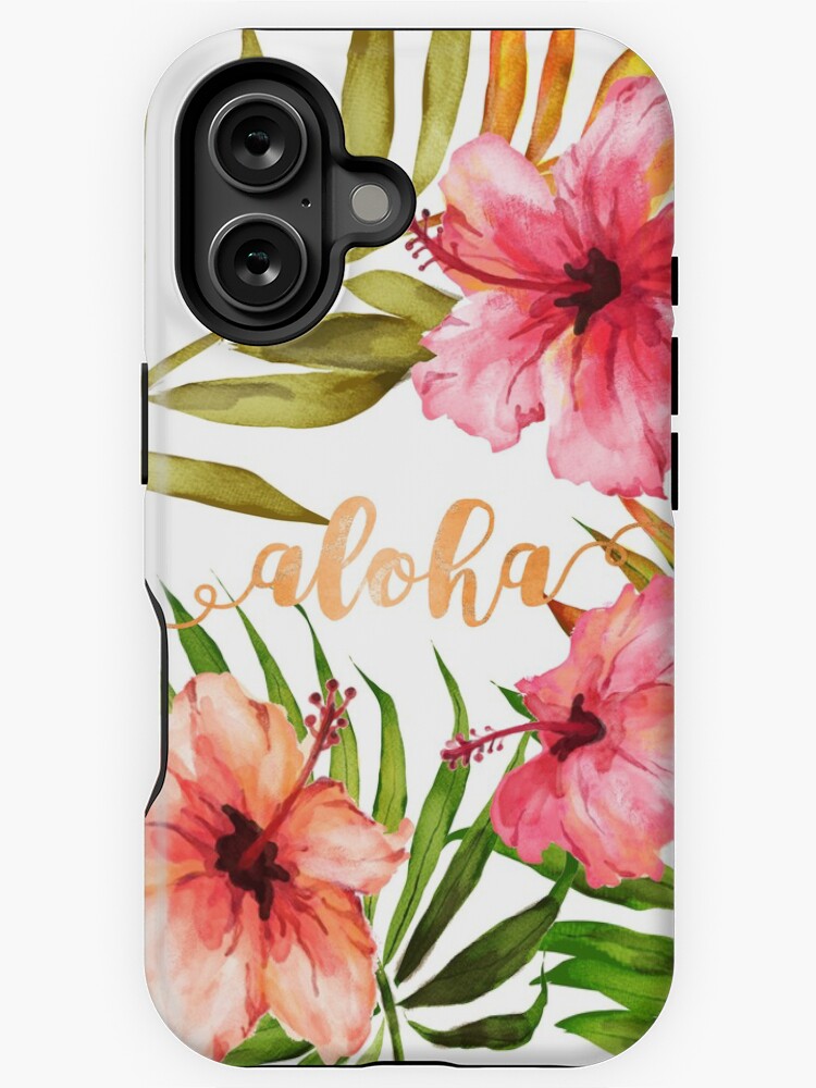 Aperçu 1 sur 4. Coque iPhone avec l'œuvre Aquarelle florale hawaïenne tropicale Aloha créée et vendue par AbigailVigh.