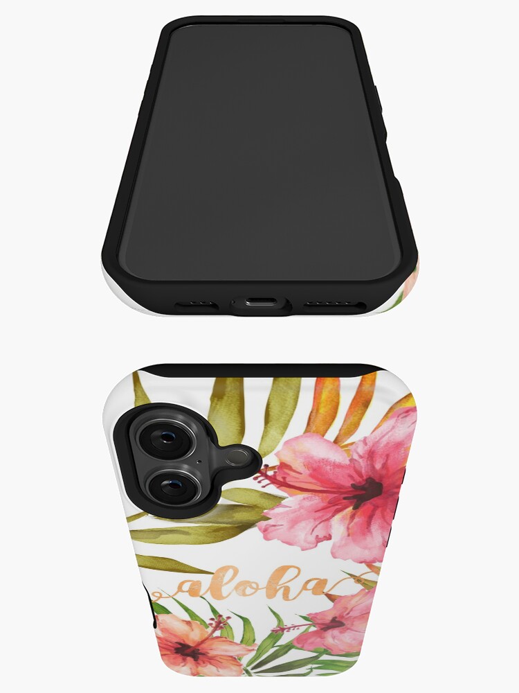 Aperçu 3 sur 4. Coque iPhone avec l'œuvre Aquarelle florale hawaïenne tropicale Aloha créée et vendue par AbigailVigh.