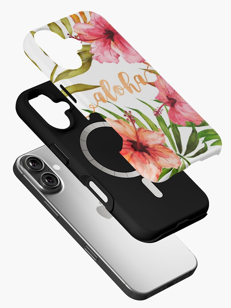 Aperçu 2 sur 4. Coque iPhone avec l'œuvre Aquarelle florale hawaïenne tropicale Aloha créée et vendue par AbigailVigh.