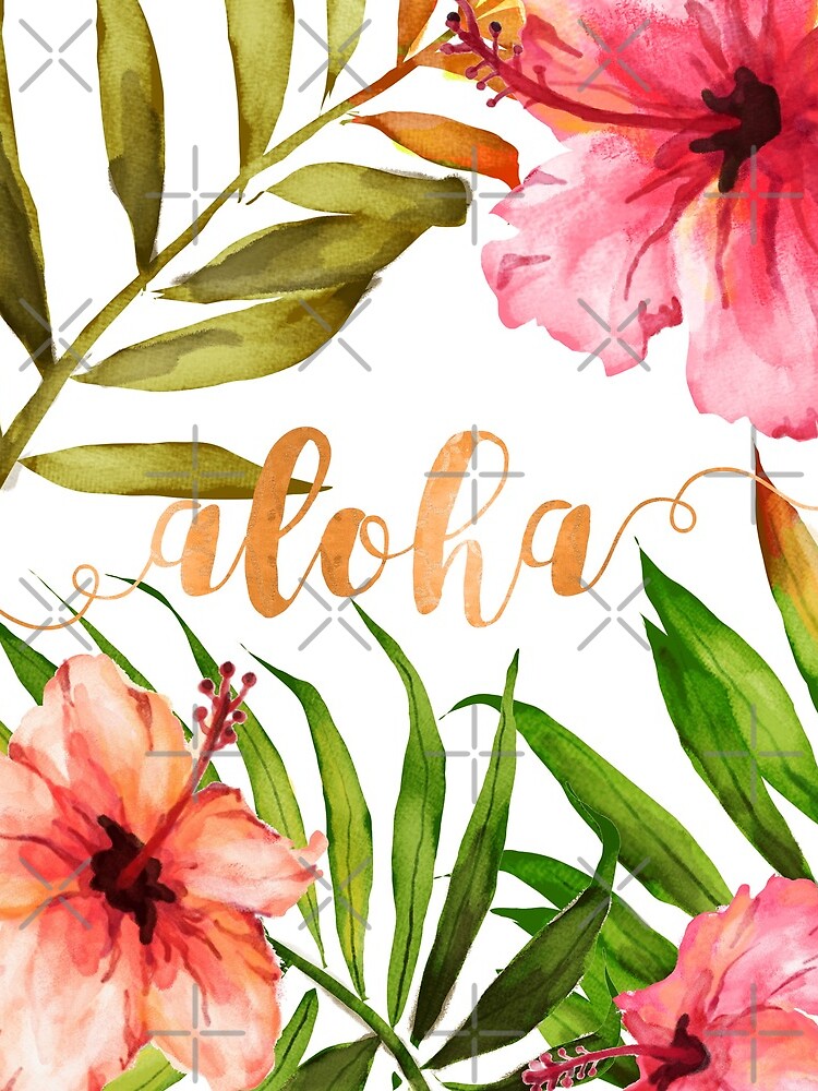 Aloha Tropical Hawaiian Floral Watercolor by AbigailVigh