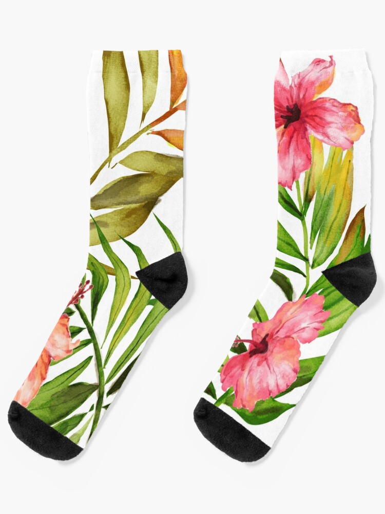 Aloha Hawaiian Floral Hibiscus Pattern Socks