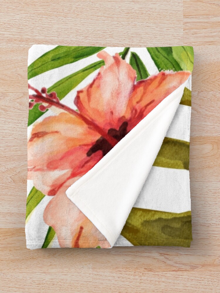 Alternate view of Aloha Tropical Hawaiian Floral Watercolor Throw Blanket