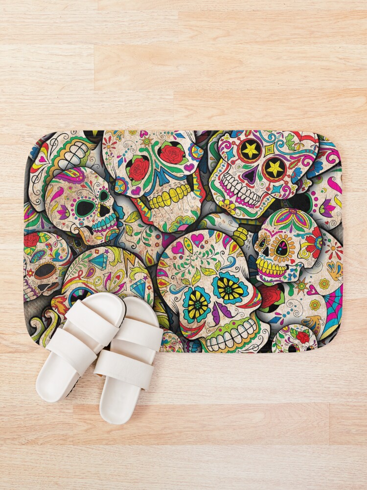 Alternate view of Sugar Skull Collage Bath Mat